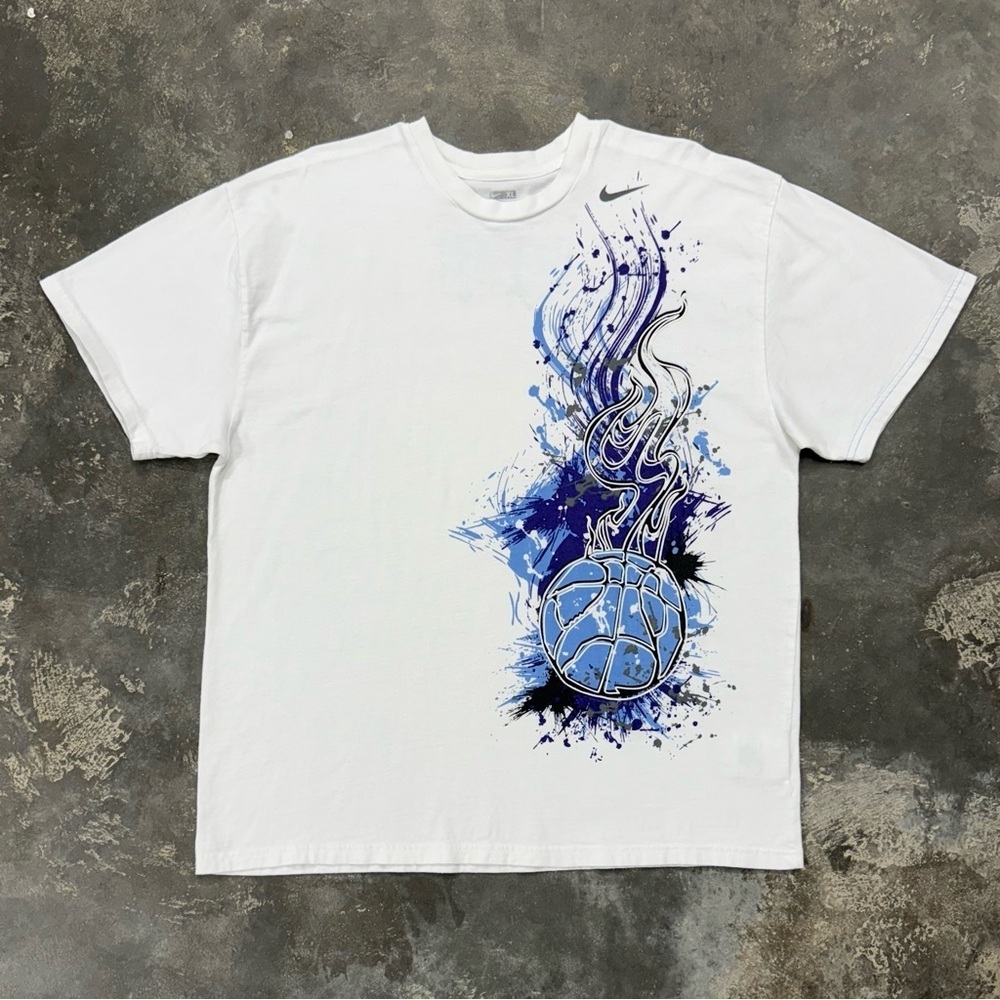 Y2K Streetwear Graphic Basketball Tee Flame Splatter